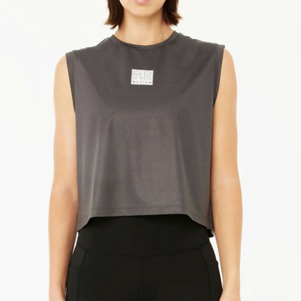 P.E Nation Arrowhead Air Form Cropped Tank in Black Women’s Size L